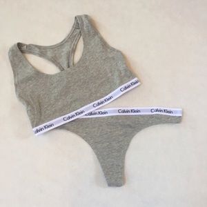Calvin Klein Grey Bralette & Thong Set